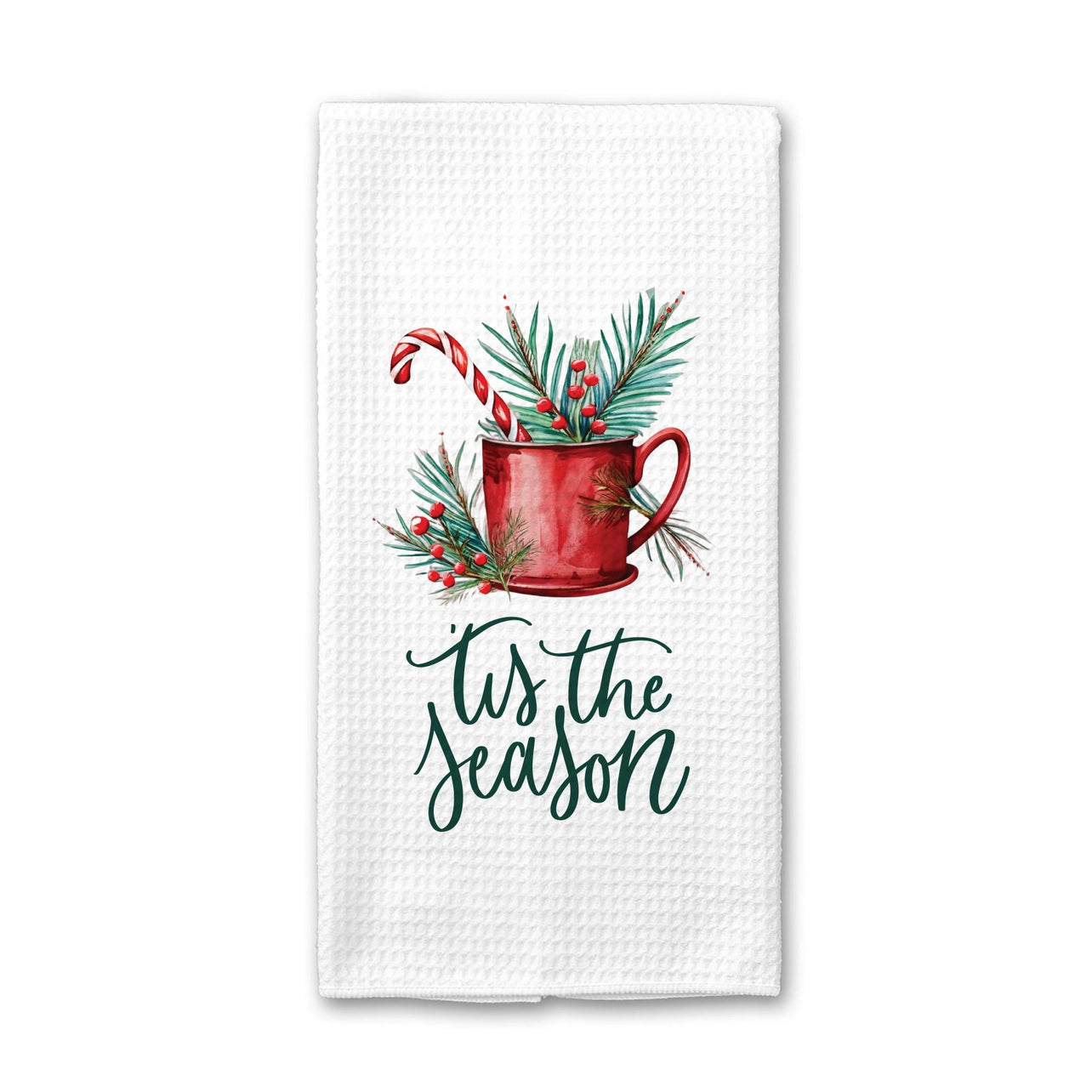'Tis The season Waffle Weave Tea Towel