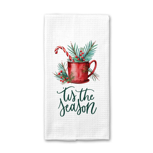 'Tis The season Waffle Weave Tea Towel