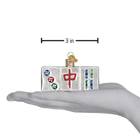 Mahjong Tile Glass Christmas Ornament