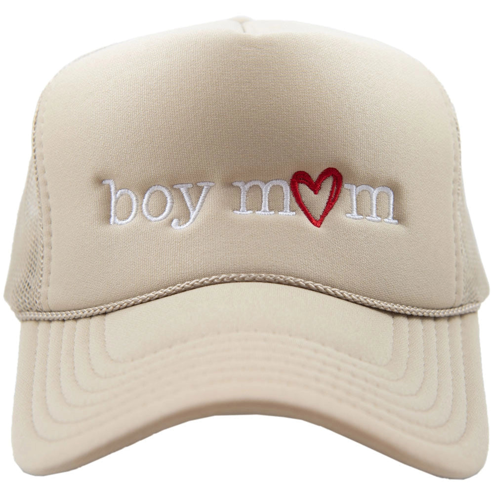 Boy Mom (Red Heart) Foam Trucker Cap