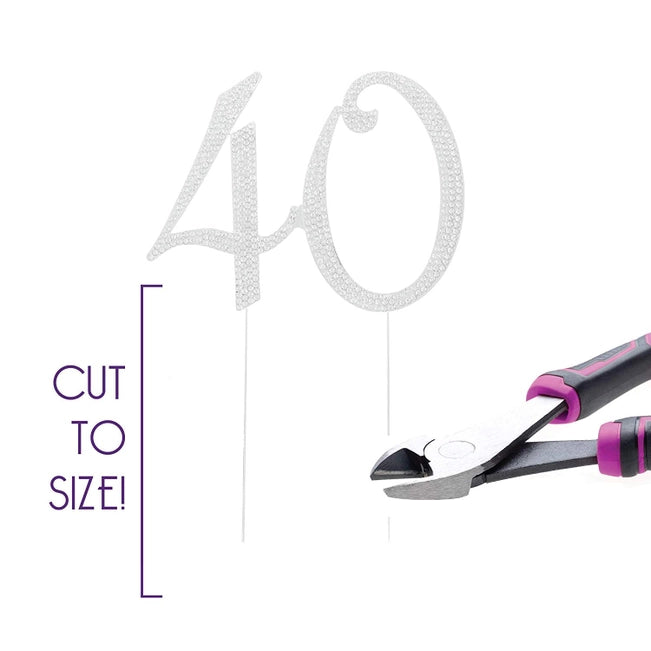 Silver 40 Crystal Cake Topper