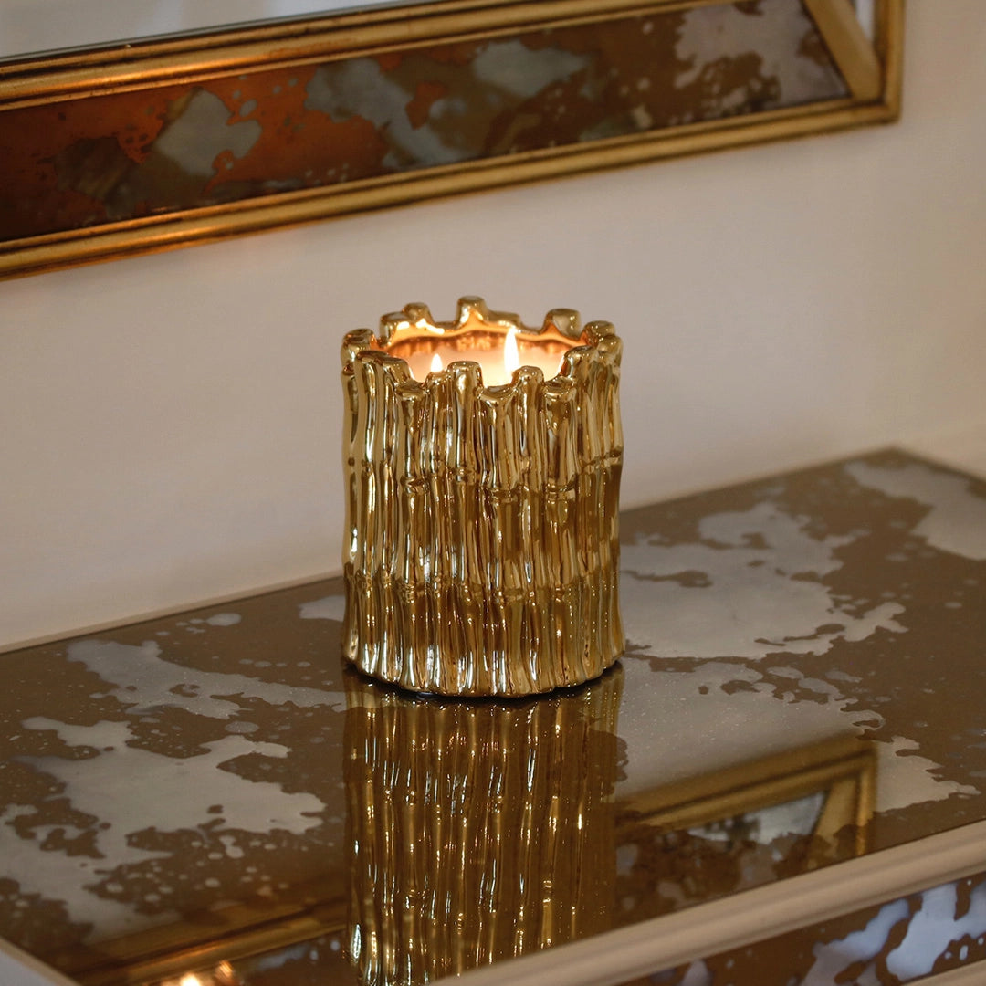 Gold Bamboo Perfumed Candle – Champagne Rose