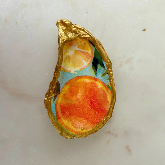 Orange Slice Oyster Shell Jewelry Dish