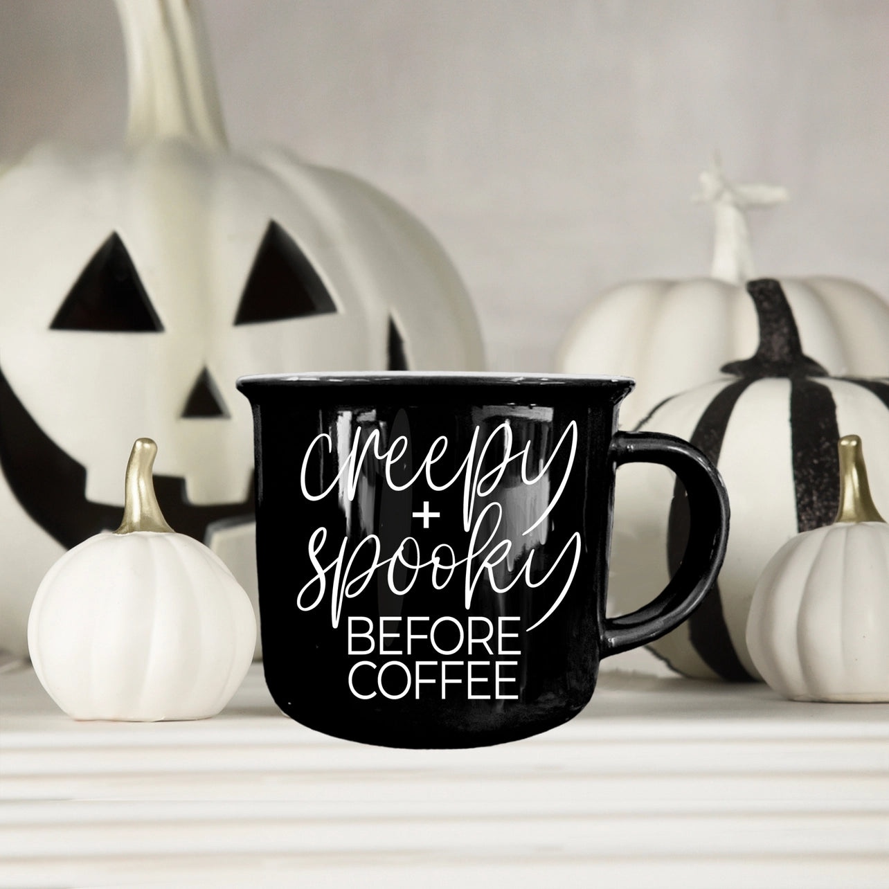 Creepy+Spooky Black Ceramic Mug