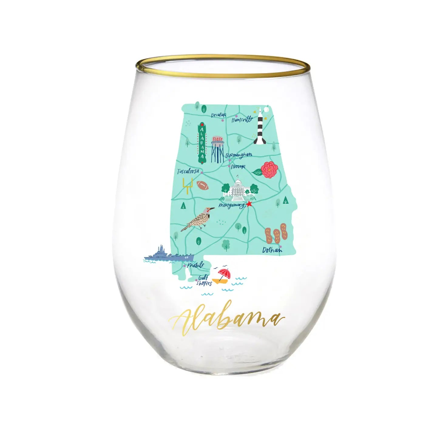 State Themed Stemless Glass