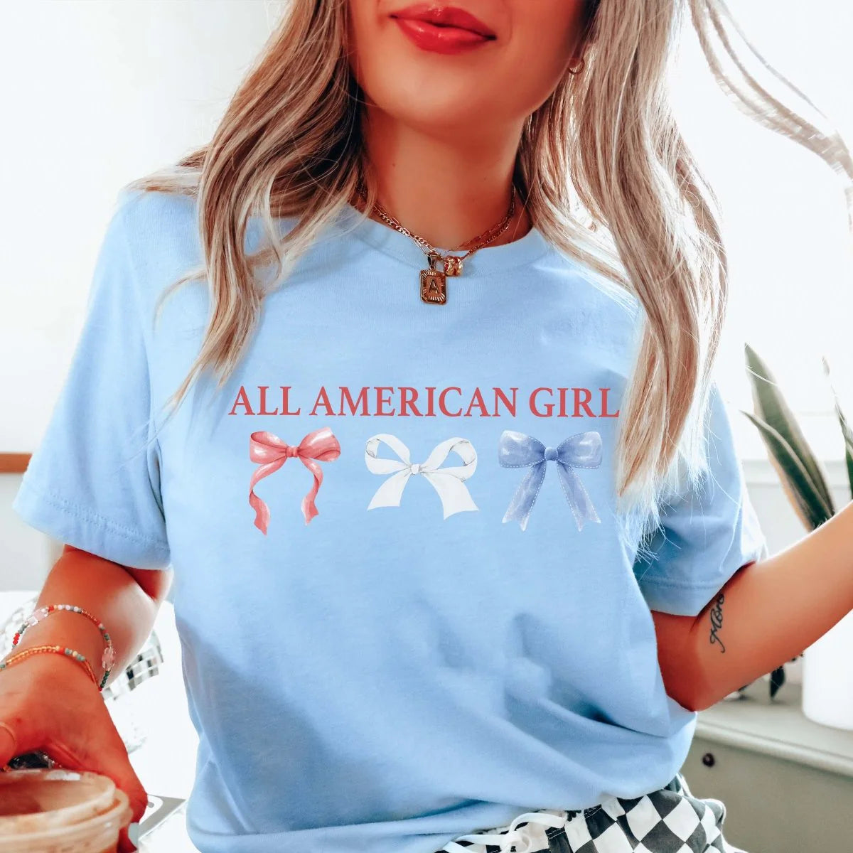 All American Girl Bows Graphic T-Shirt