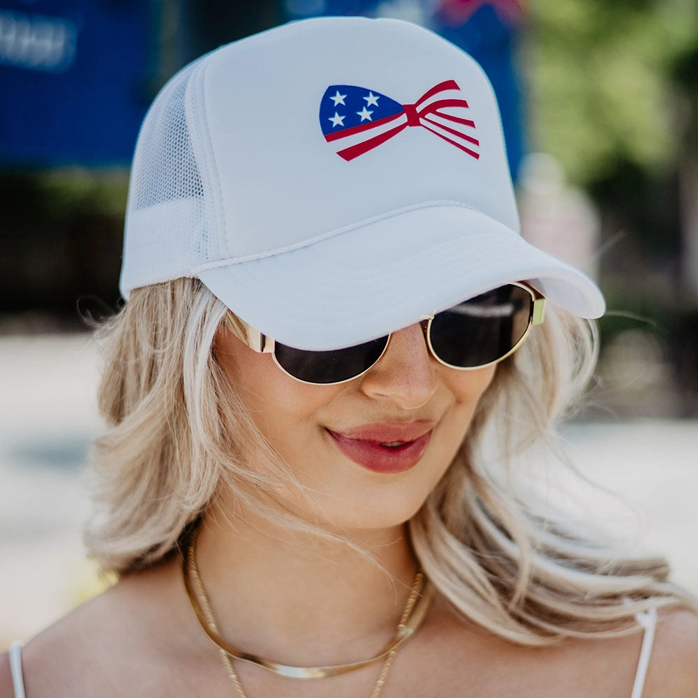American Flag Bow Foam Hat