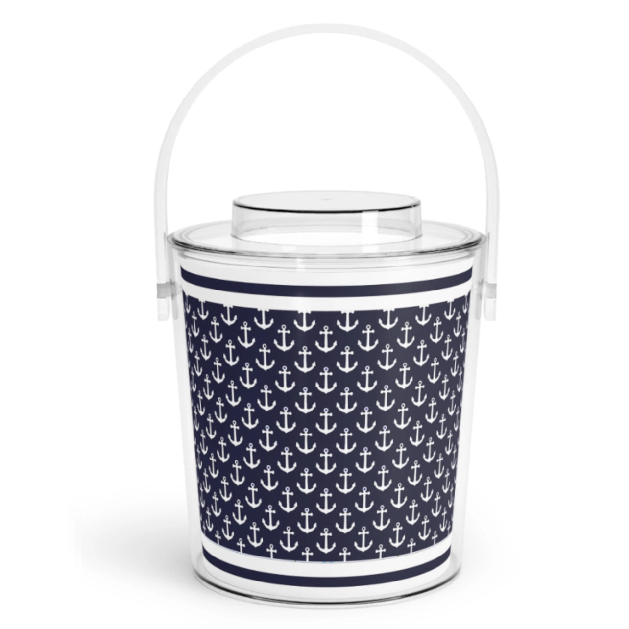 Ice bucket with anchor pattern on a white background