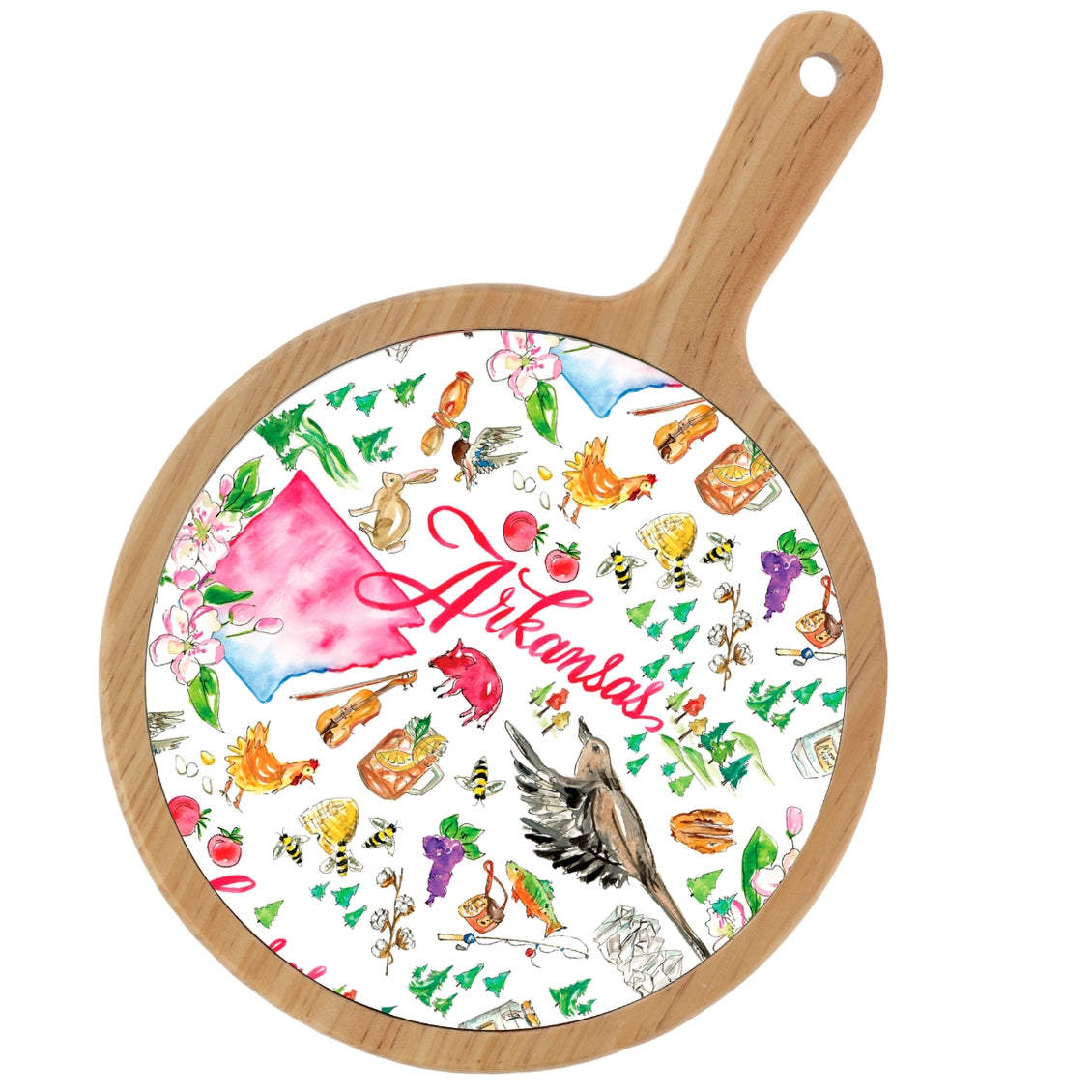 Location Themed Bamboo Cheese Board - Boot Scootin Bamboo & Ceramic Cheese Board Preorder ships March 3