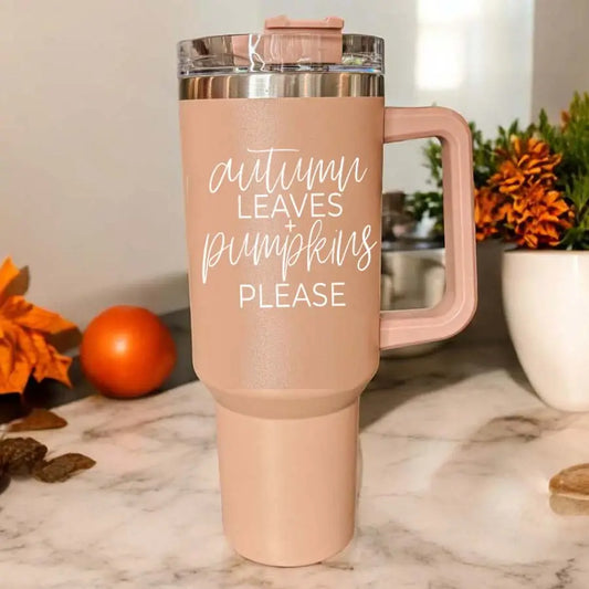 Autumn Leaves Pumpkins Please 40oz Tumbler with Handle