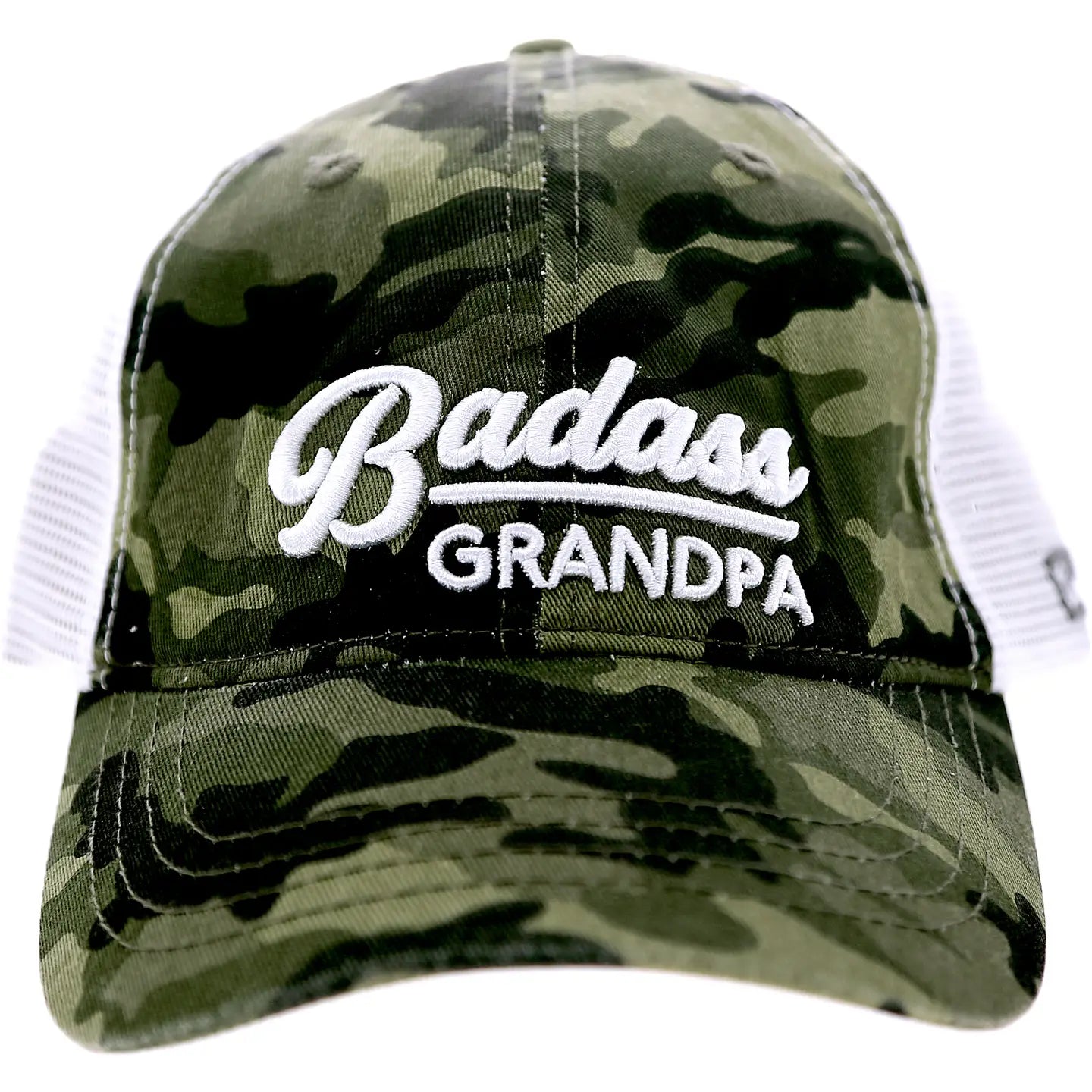 Badass Grandpa - Green Camo Adjustable Mesh Hat
