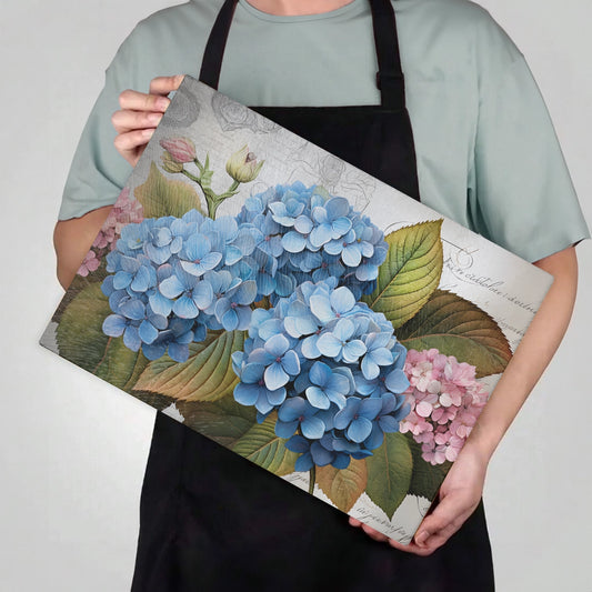 Blue & Pink Hydrangeas Tempered Glass Kitchen Cutting & Serving Board