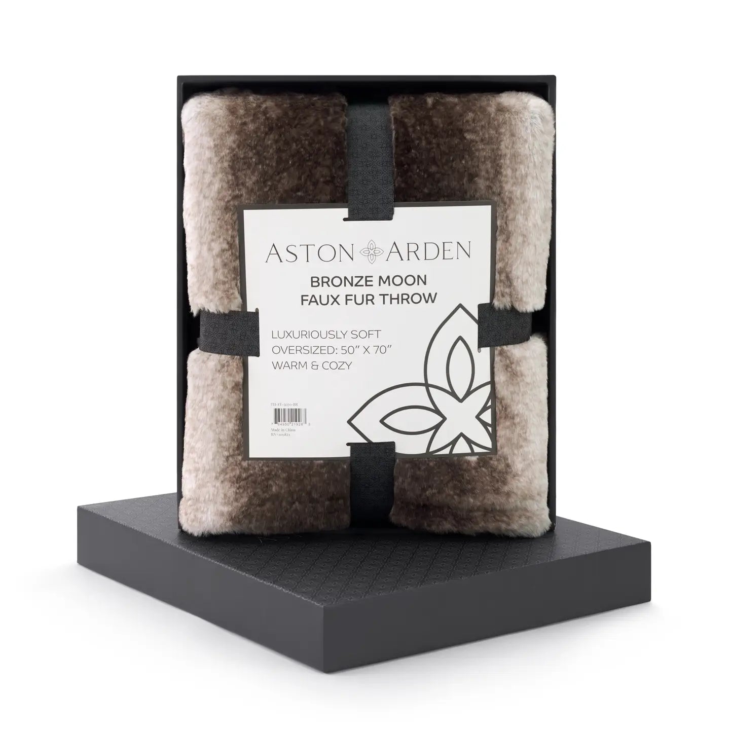 Bronze Moon Faux Fur Throw Blanket, Gift Box Inc