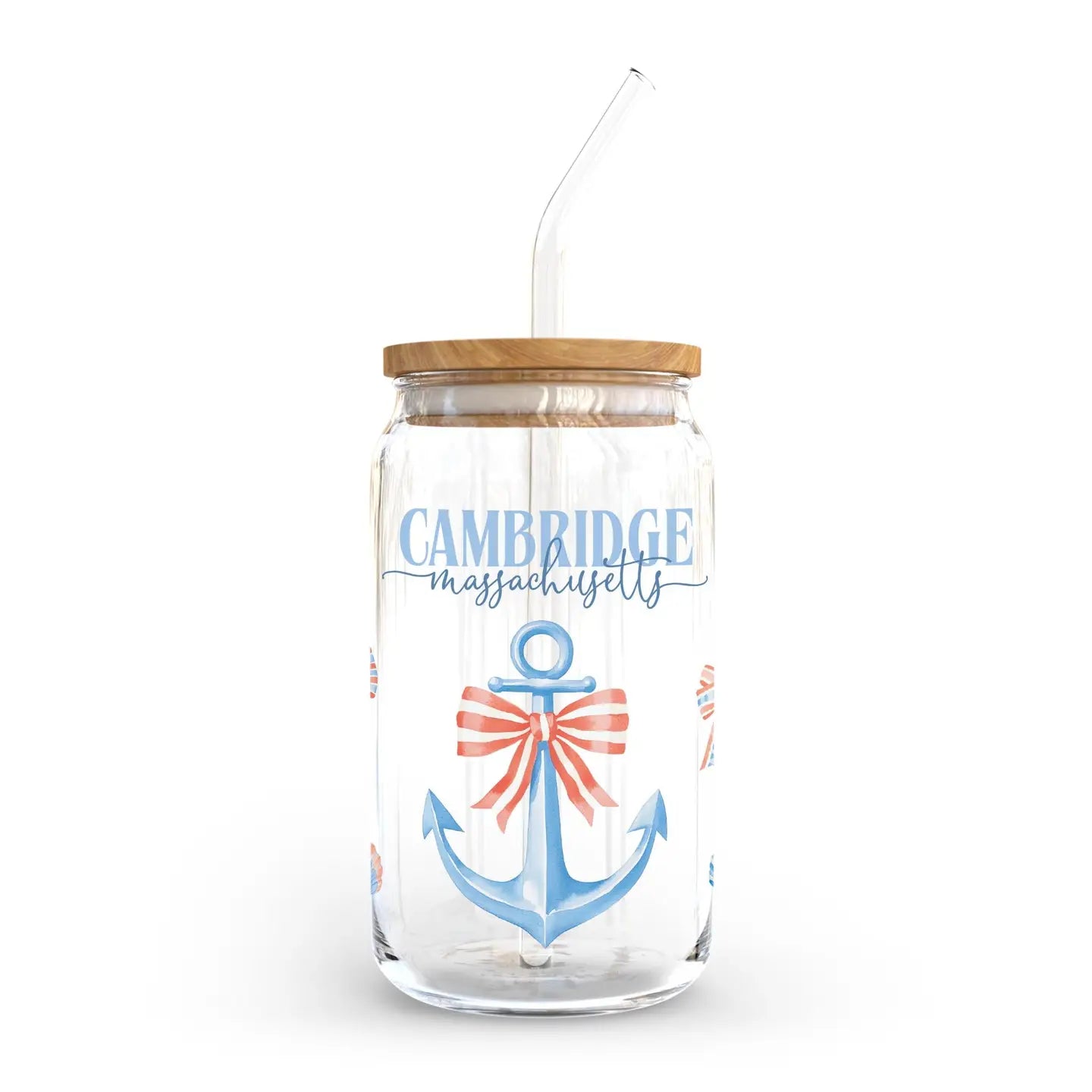 Custom City & State Can Shaped Glass Tumbler with Lid & Straw 16oz
