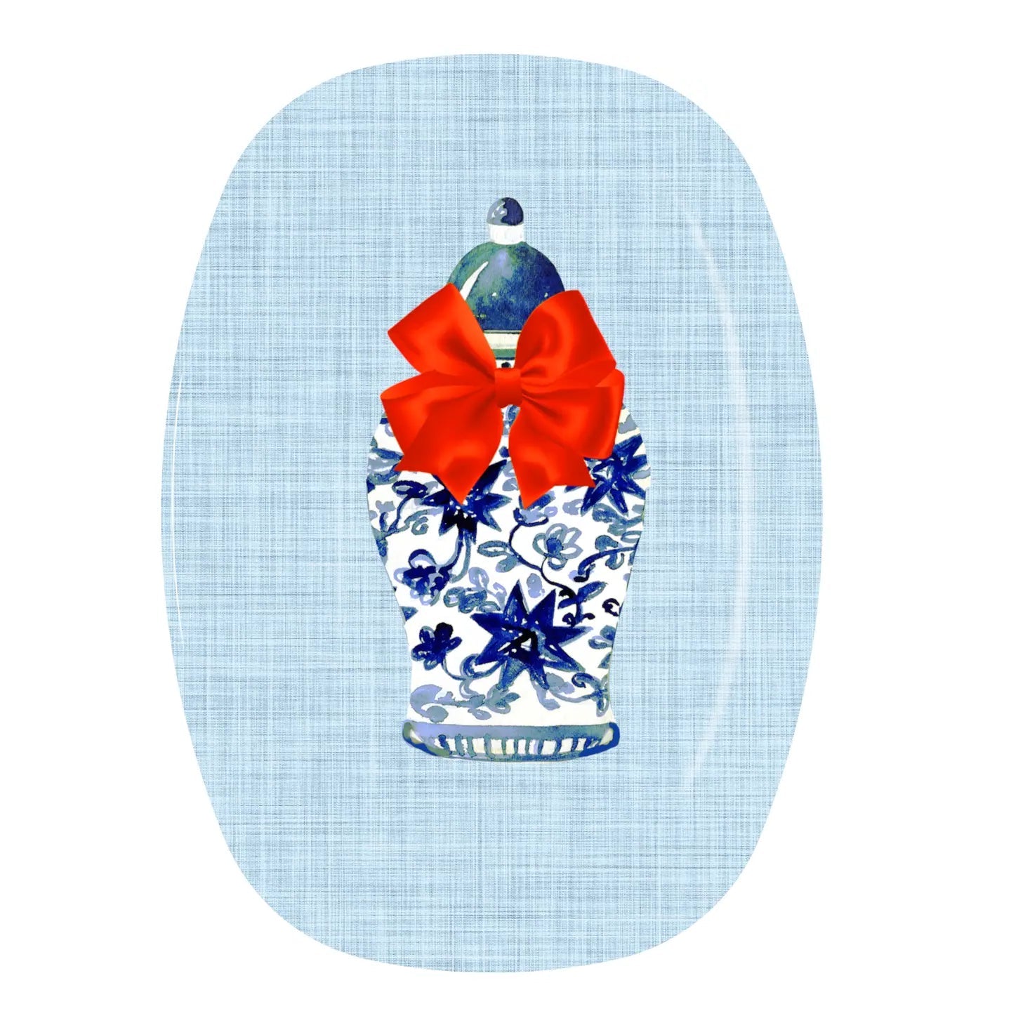 Christmas Ginger Jar with Red Bow ThermoSaf® Platter