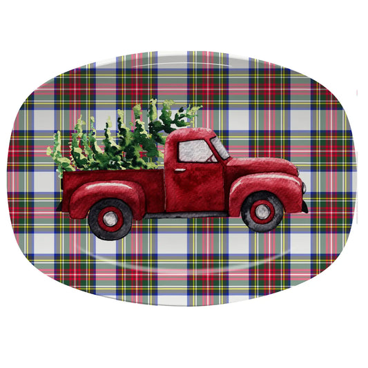 Christmas Red Truck Plaid ThermoSaf® Platter