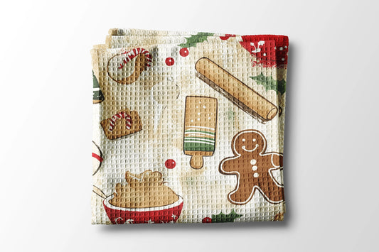 Christmas Cookie Kitchen Waffle Weave Tea Towel