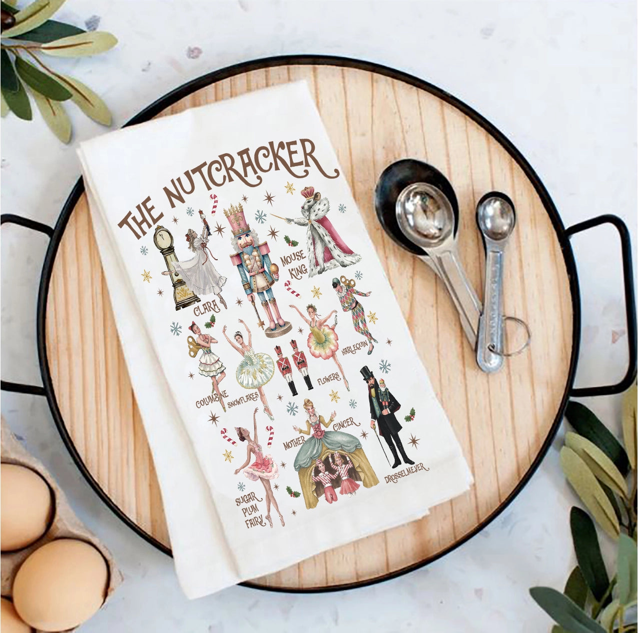 Christmas Nutcracker Ballet Flour Sack Tea Towel
