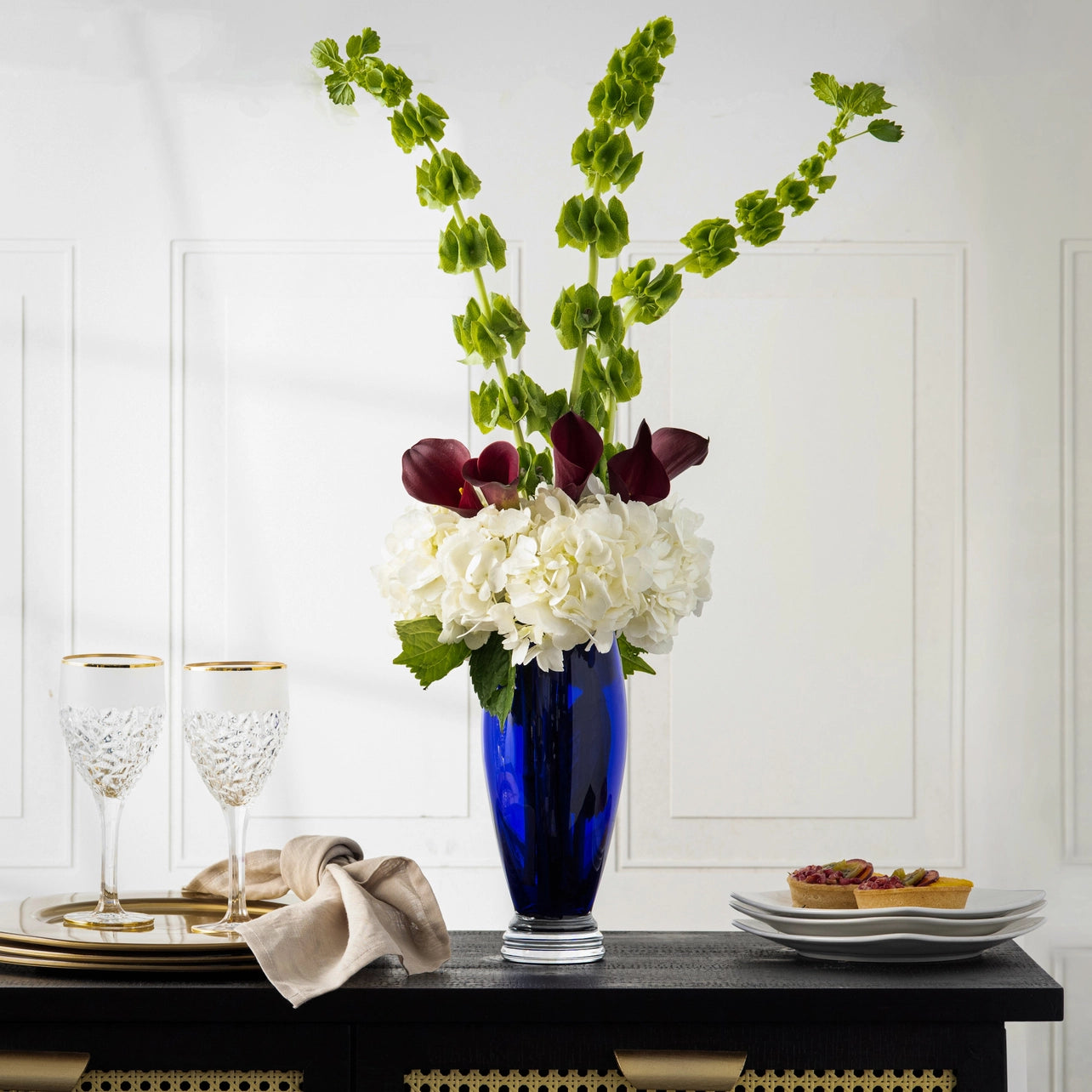 Cobalt Footed Vase, 10"H