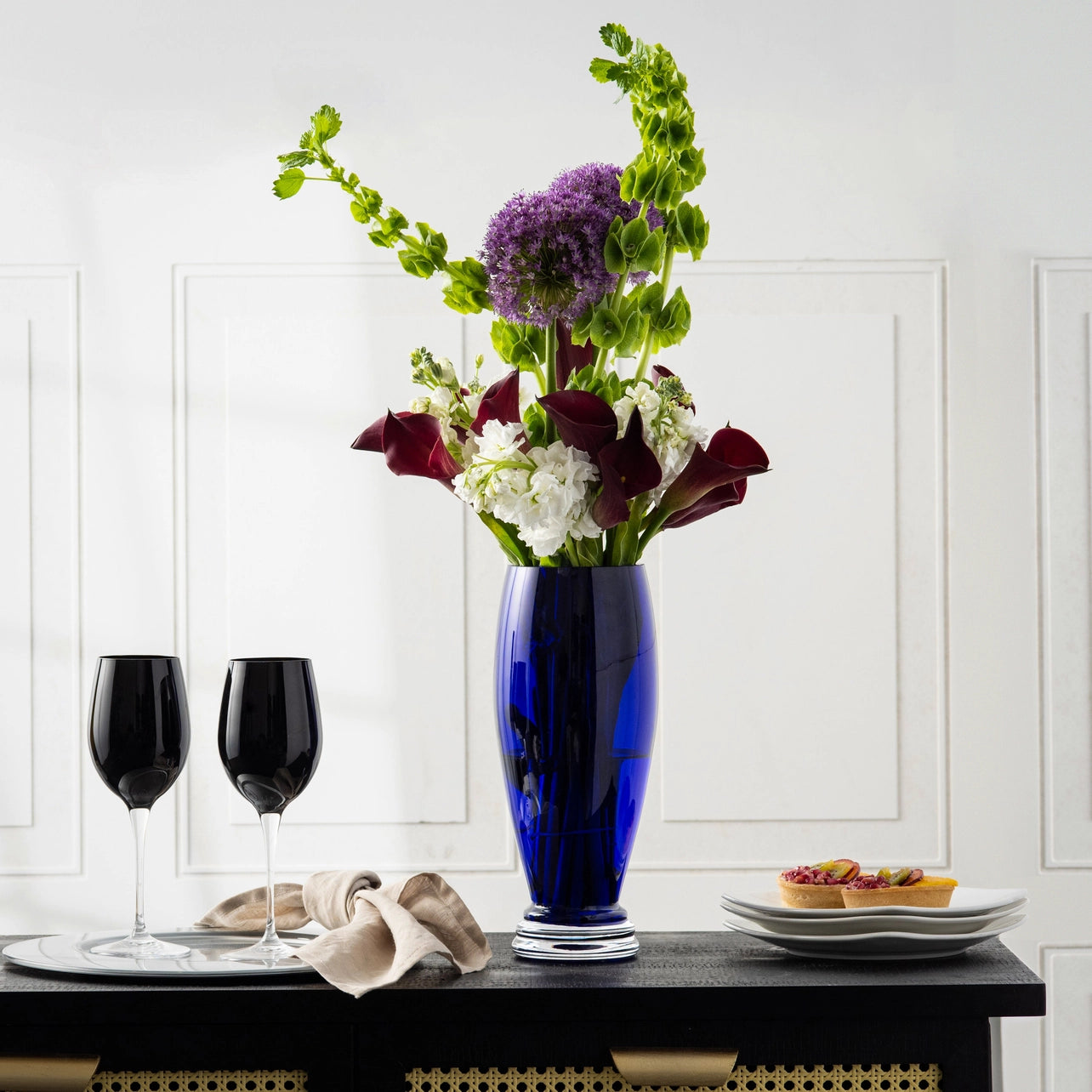 Cobalt Footed Vase, 12"H