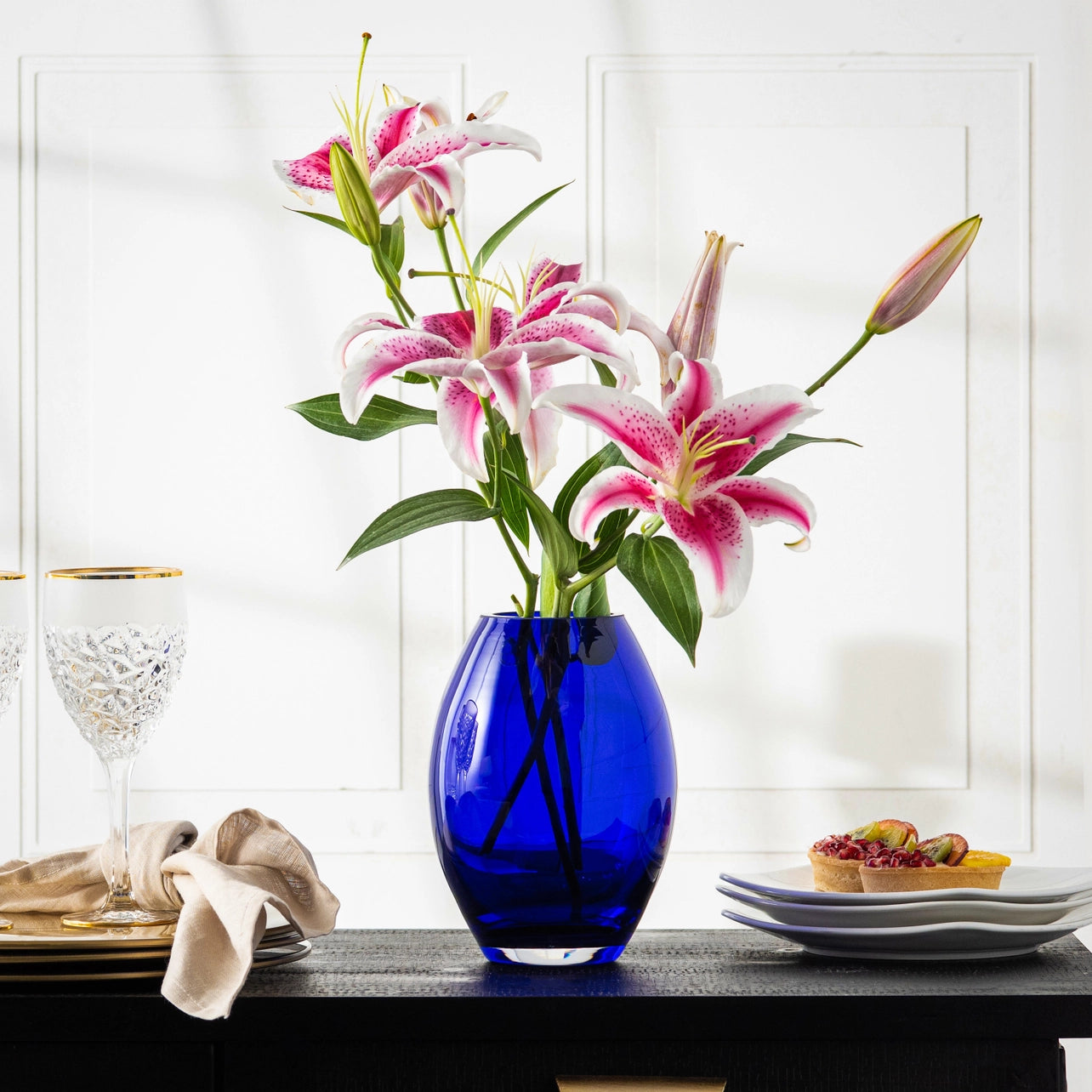 Cobalt Oval Vase, 8"H