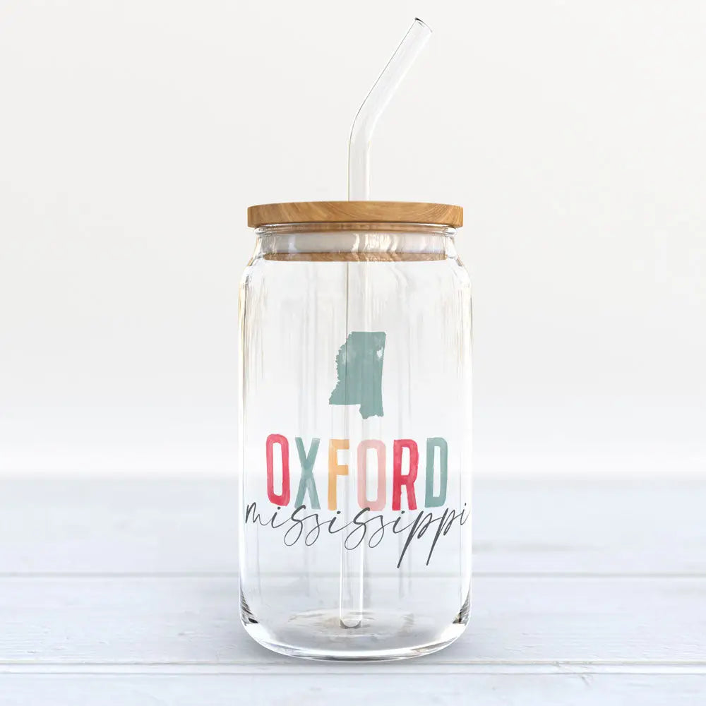 Custom City & State Can Shaped Glass Tumbler - Watercolor