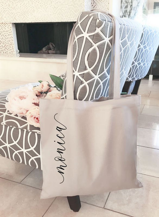 Vertical Text Tote Bags