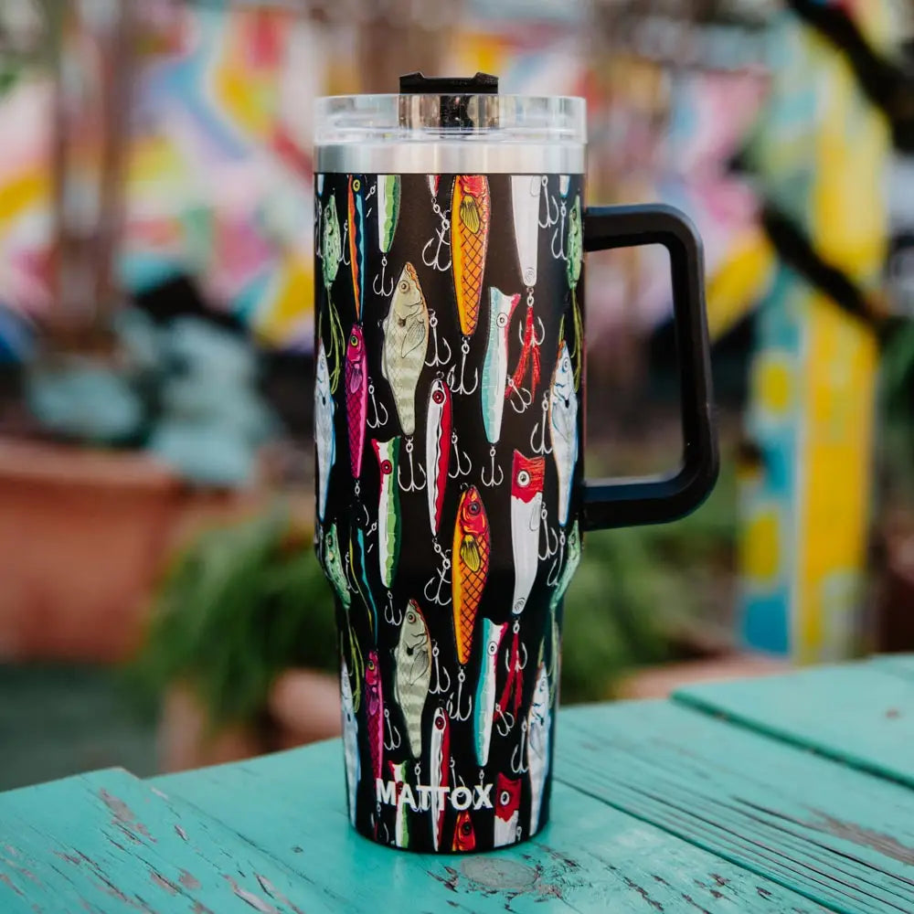 Fishing Lures 40oz Tumbler Cup with Straw
