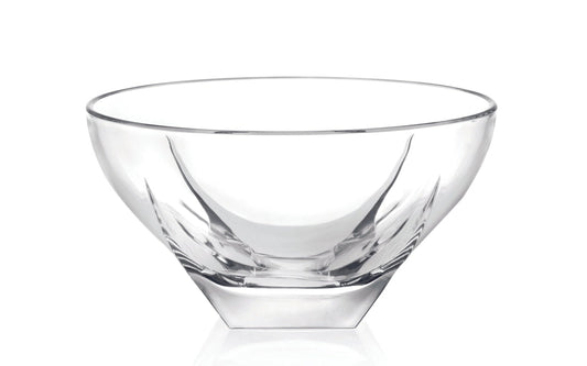 Clear glass bowl on a white background