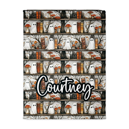 Spooky Bookshelf Personalized Blanket