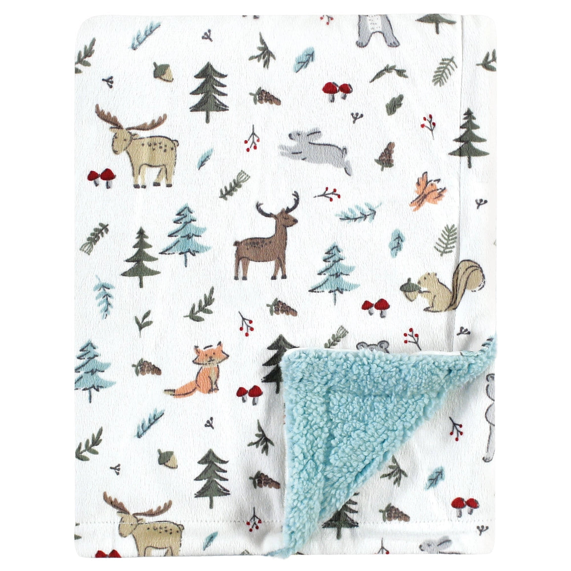 Hudson Baby Plush Mink and Sherpa Blanket, Woodland Friends - NY Gift Boutique