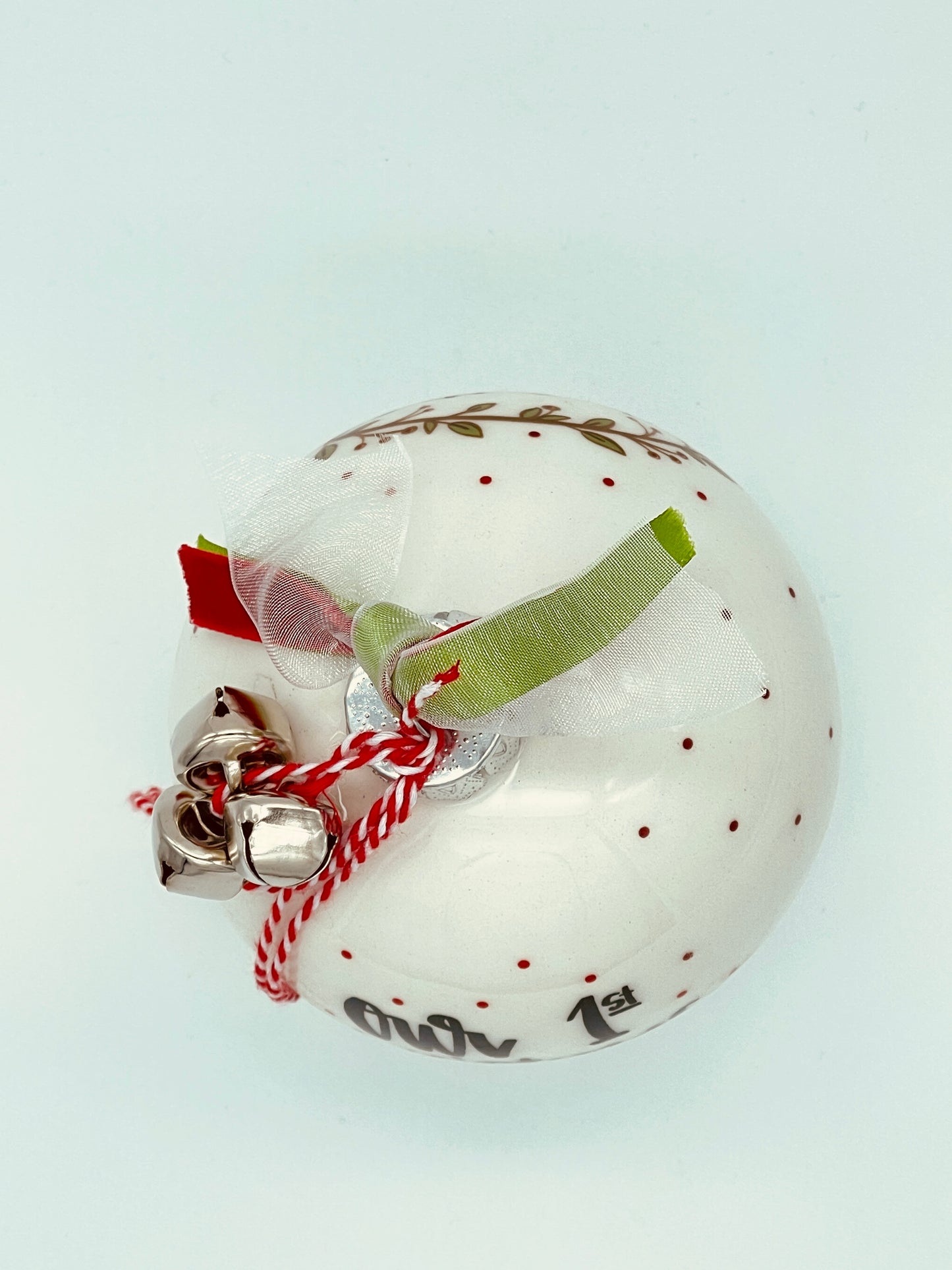 Ceramic Ball 3.5" Mr. & Mrs. Rings Christmas Ornament