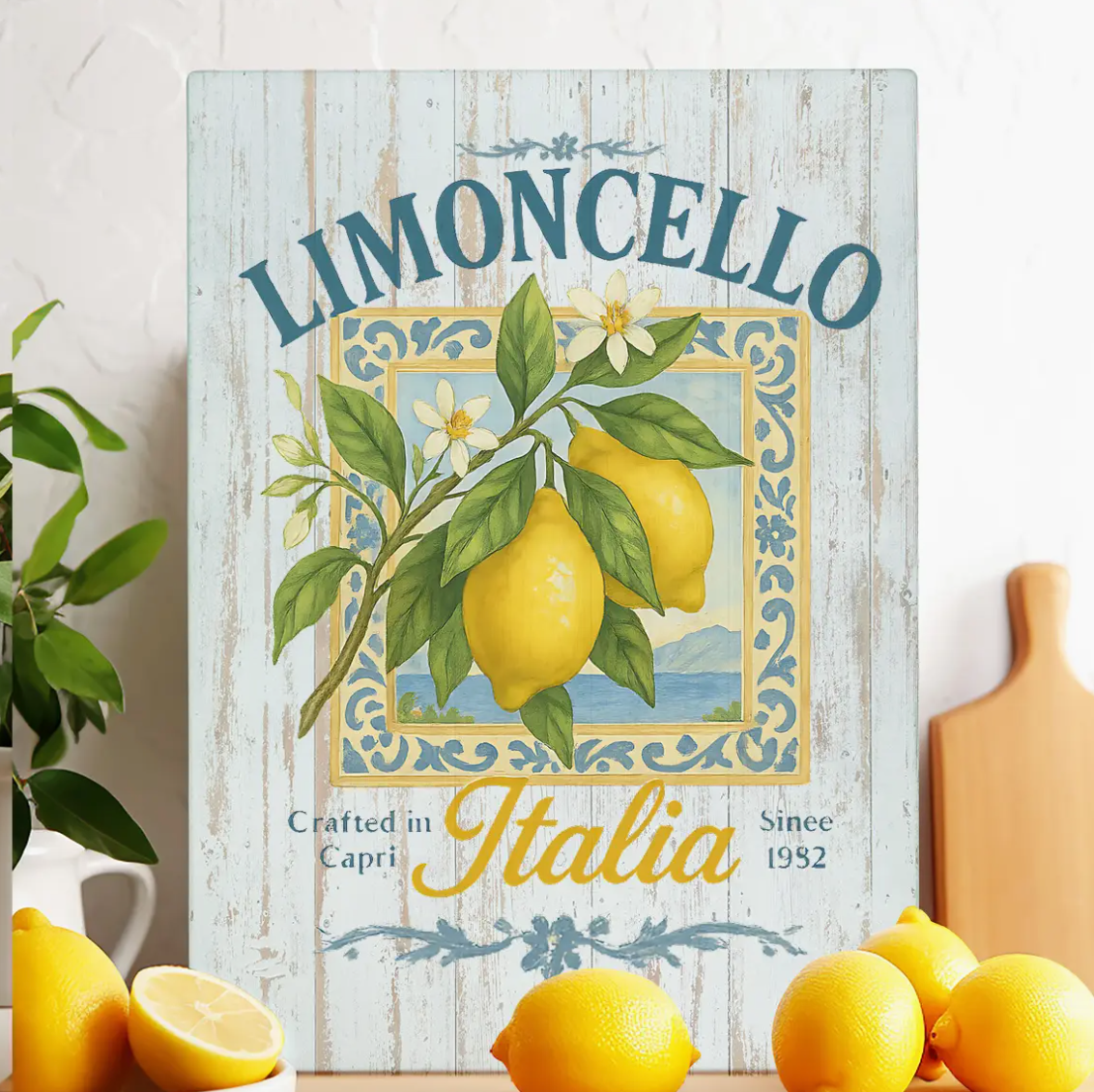 Limoncello Italia Lemons Glass Cutting Board