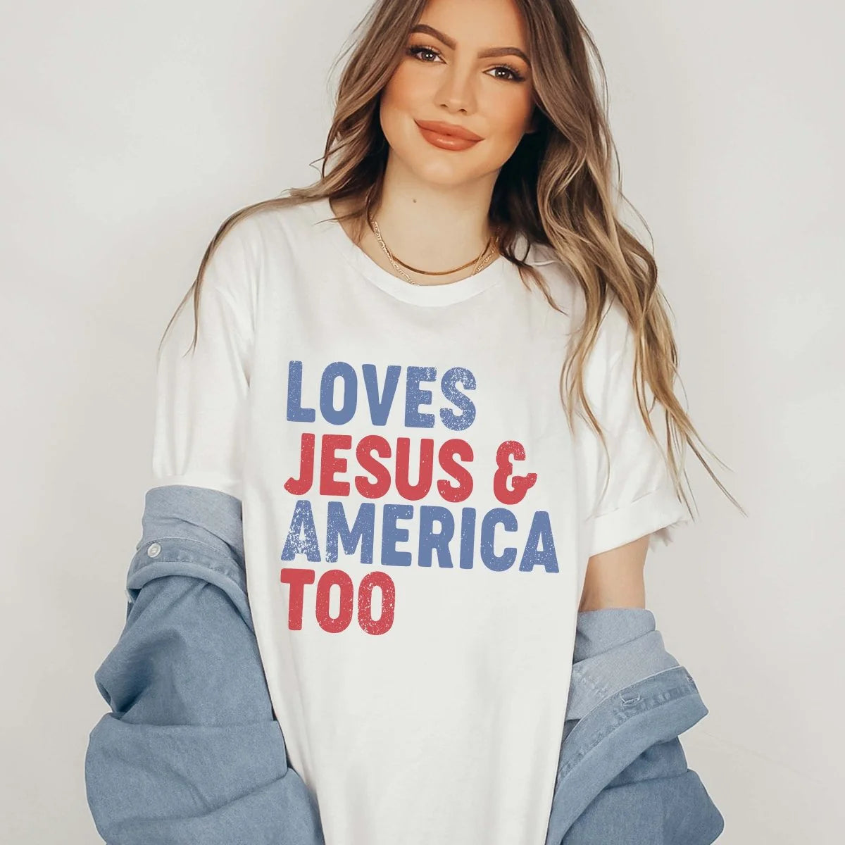 Loves Jesus and America Too Graphic Tee