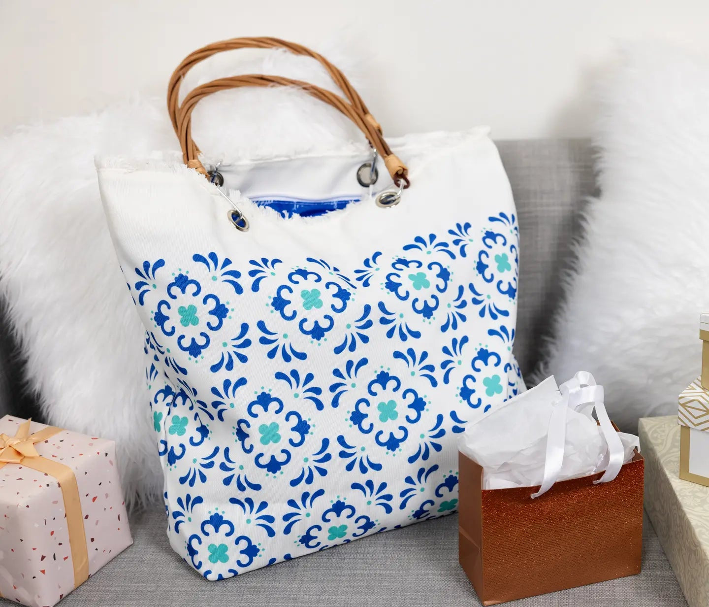 Mediterranean Print Tote Bag