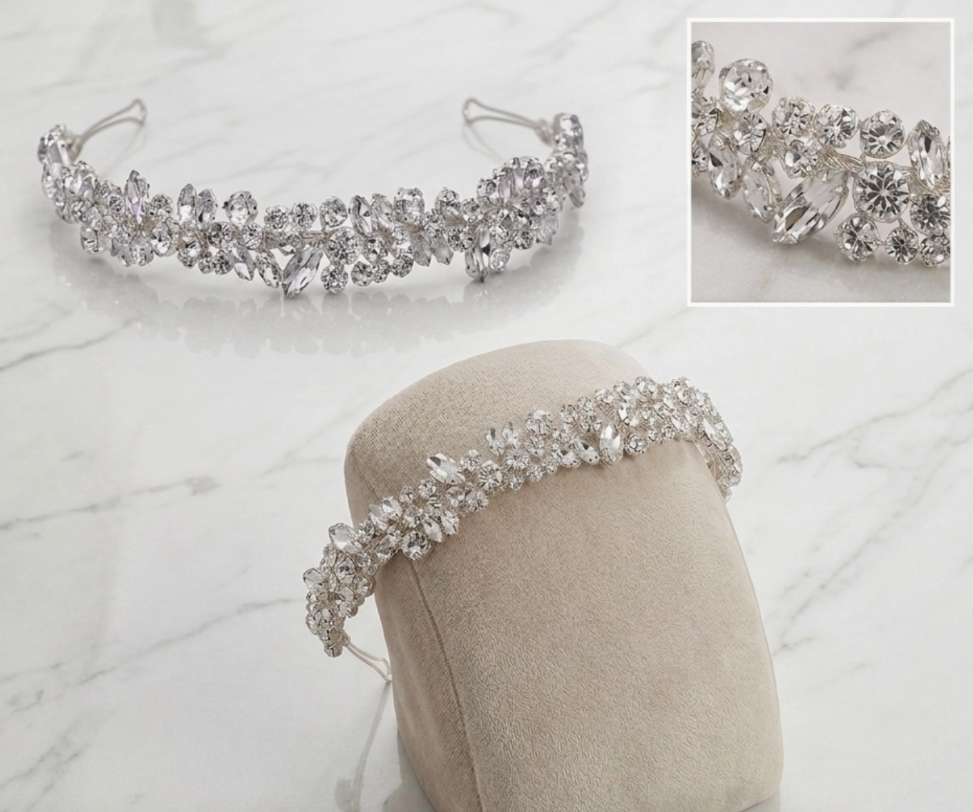 Mosaic Crystal Bridal Headband - combo