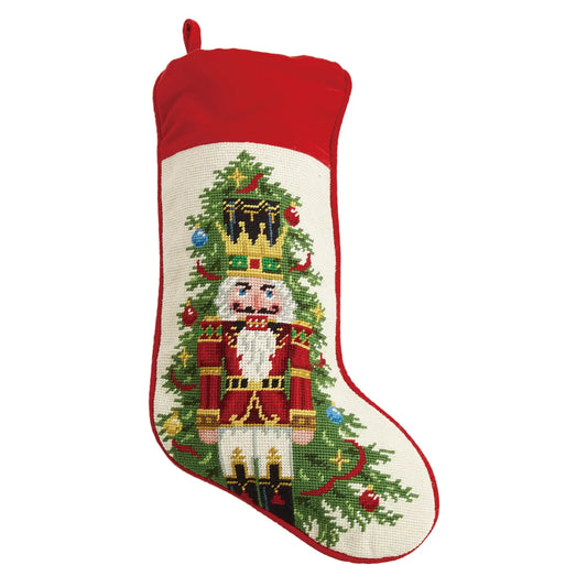 Nutcracker Red Needlepoint Stocking