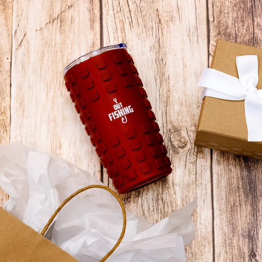 Out Fishing - 20 oz Travel Tumbler with 3D Silicone Wrap