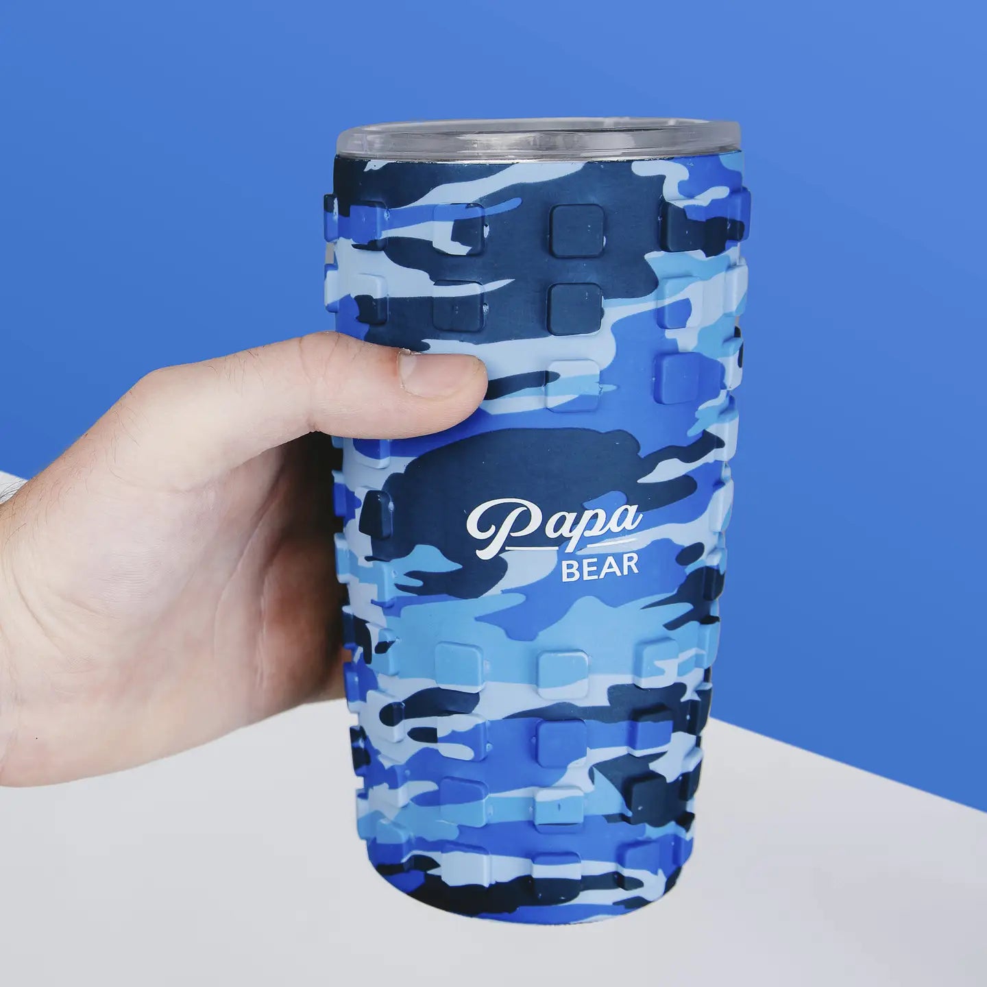 Papa Bear - 20 oz Travel Tumbler with 3D Silicone Wrap