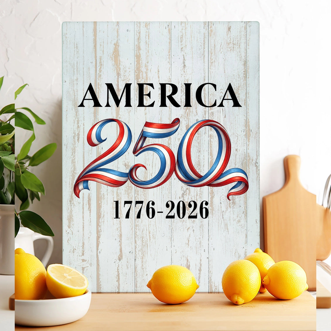 Patriotic Red White Blue 250 Anniversary Glass Cutting Board - NY Gift Boutique