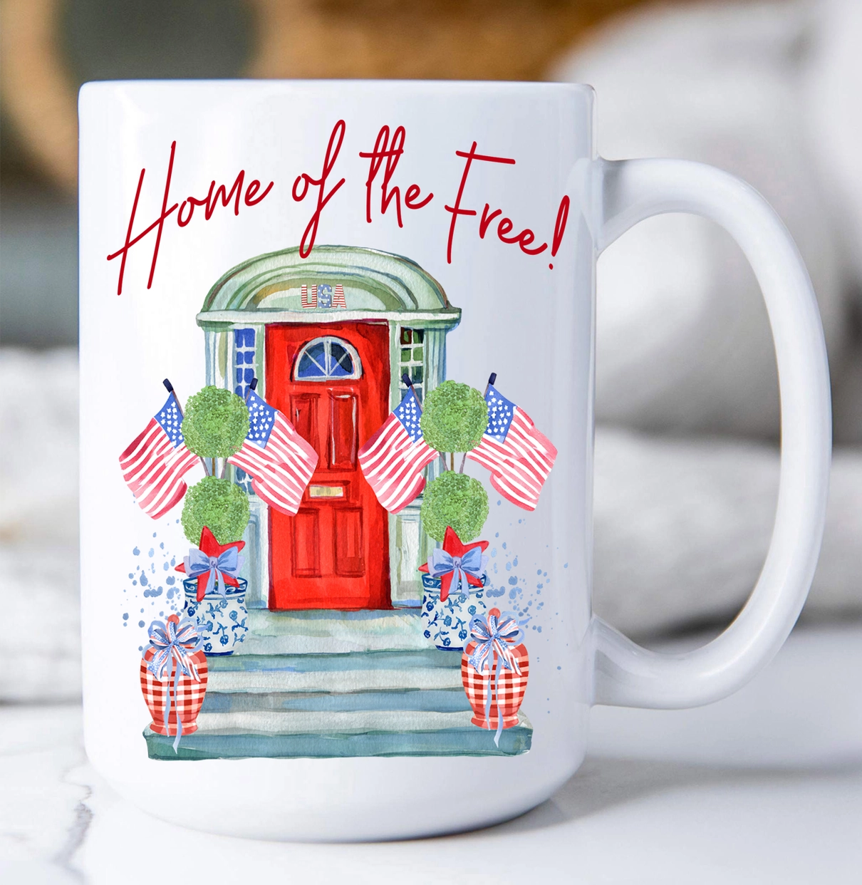 Patriotic Red Door Home of the Free Coffee Mug