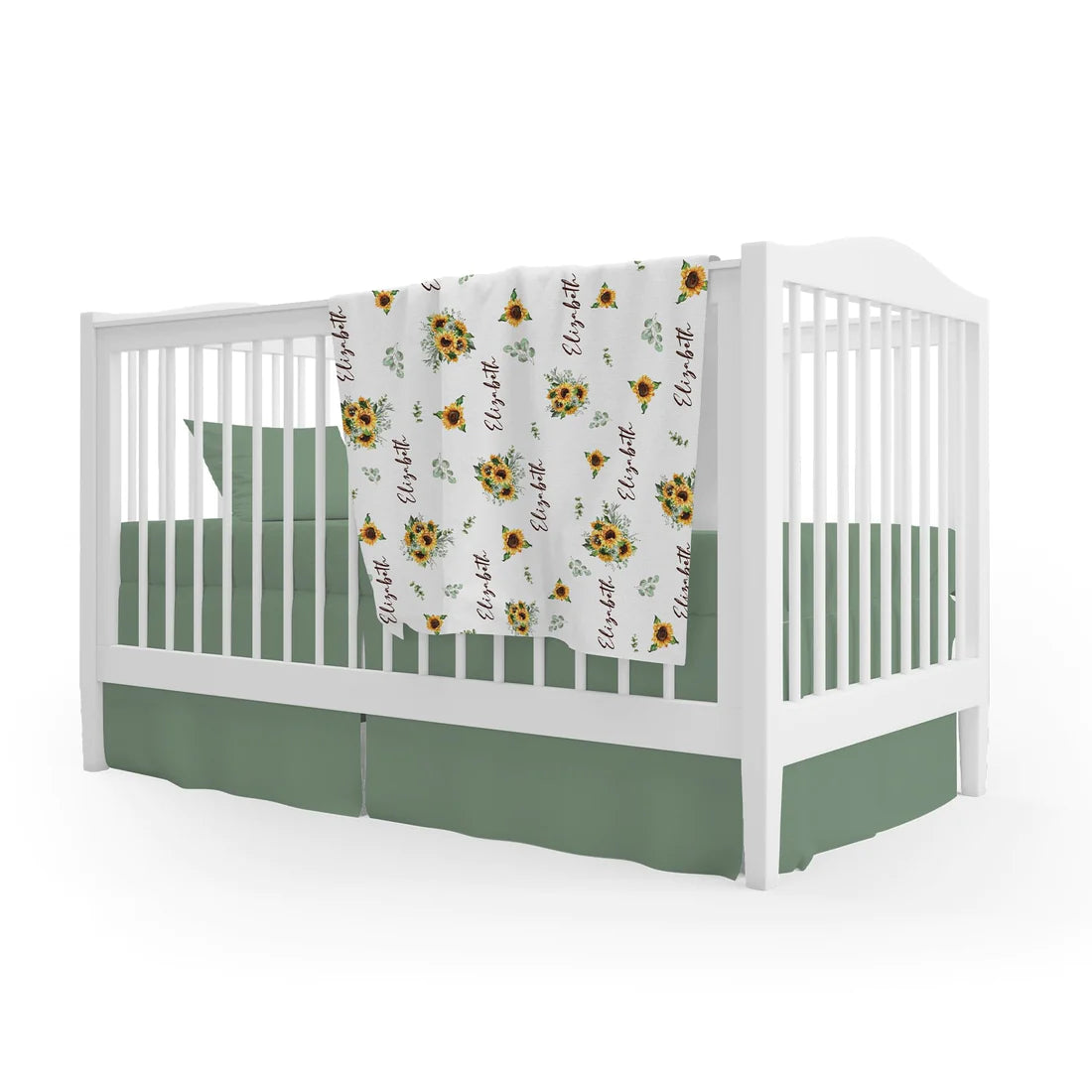 Sunflower Pattern Personalized Baby Blanket