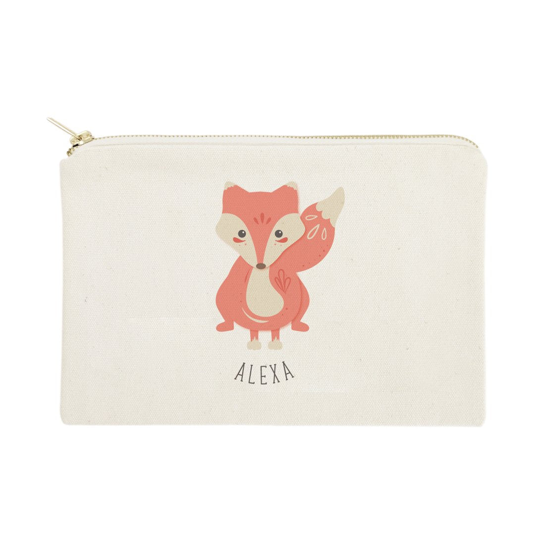 Pouch with a fox design and 'ALEXA' text on a white background
