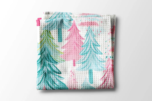 Preppy Beach Christmas Waffle Weave Tea Towel
