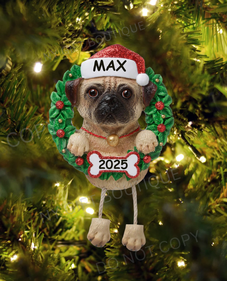 Pug Dog Breed Personalized Ornament