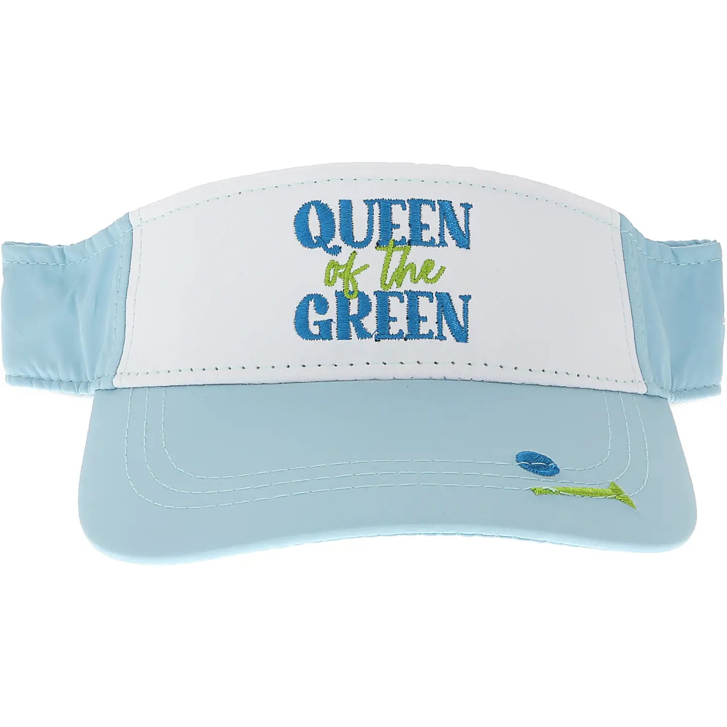 Queen of the Green - Light Teal & White Adjustable Visor