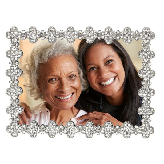 Silver Pavé Clover Frame by Olivia Riegel