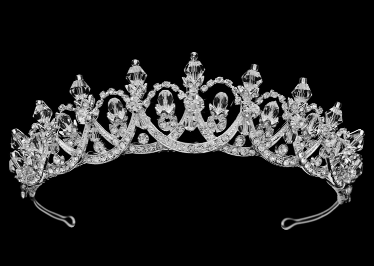 " Emma" Silver Crystal Cascade Tiara