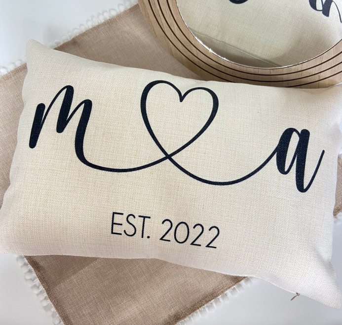 Initials & Heart Couch Pillow