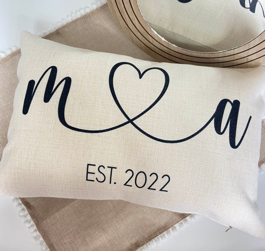 Initials & Heart Couch Pillow